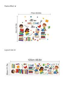 1pc, Multi-Style, Children's Room Cartoon Decorative Wall Sticker, Children's Early Education Educational, Children Reading Together, Reading And Learning, Big Tree Letters, Baby Switch Sticker, PVC Self-Adhesive Removable Wall Sticker, Suitable For Bedroom, Living Room, Study, Classroom, Nursery, Home Wall Decoration, Etc. - Multicolor - View 7