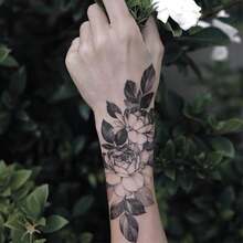 Flower Tattoo Sticker Waterproof And Long-Lasting Temporary Tattoo Sticker - Brown - View 2