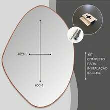 Kit 3 Espelhos Decorativos Orgânicos com Moldura em Couro Caramelo – Moldura Premium Para Sala Quarto Hall Cozinha - 3pcs - Visão 8