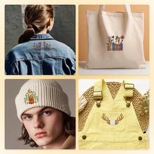 LAMYA Hand-Drawn Embroidery Motifs. Minimalist Nature Sketches For Customizing Caps & Totes. The Perfect Slow-Stitching Project For Your Weekend. - 5732 - View 7