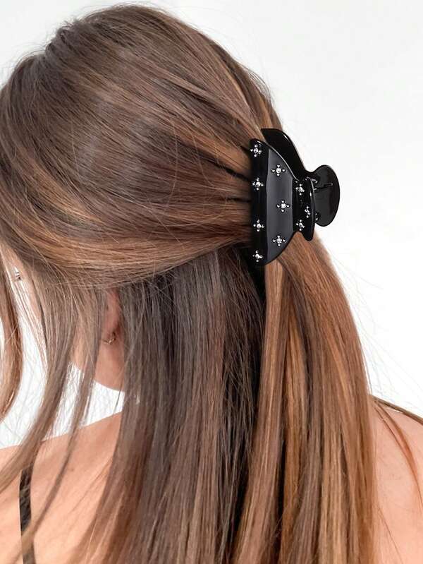 1pc Glossy Cross Rhinestone Hair Claw, Cool Minimalist Style Suitable For Half-Up Hairstyles To Secure Hair Strands, Firm Grip And Non-Slip, Versatile Hair Accessory For Daily Commute And Various Hairstyles