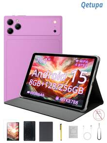 Qetupa 10.1 Inch Android 15 Tablet, Equipped With Protective Case, Screen Protector, Keyboard And Stylus, 8GB RAM And 128GB/256GB Internal Storage (Supports 1TB Expansion), 1280x800 Touchscreen, 5MP Front Camera And 13MP Rear Camera, 6000mAh Battery - Mauve Purple - View 1