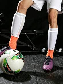 1 Pair, New Summer Outdoor Sports Track & Football Leg Sleeve Socks, Double-Layer Breathable High Elastic Mesh Shin Guard Sleeves With Reinforced Elastic Insert Pocket - Multicolor - View 10