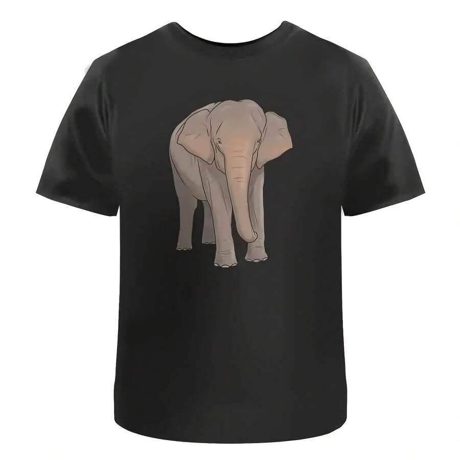 Cotton T-Shirt With Asian Elephant Ta035381 - 款式 - 查看 1