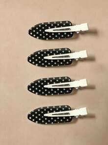 8/4pcs Black & White Polka Dot Seamless Hair Clips, Fashionable Bangs/Messy Bun Hair Clips, Suitable For Dating, Beach Vacation, Outfit Matching, Going Out, Gifting - Multicolor - View 13