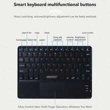 AKKHOO Teclado inalámbrico, recargable, con panel táctil, teclado táctil mini, compatible con iPad y tablet - Negro - Ver 10