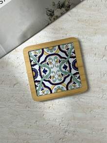 Sicilian Vintage Floral Tile Pattern Thickened MDF Material Embossed High-Definition Printed Square Heat-Insulating Coaster Placemat Suitable For Home Daily Use And Holiday Birthday Gift, Travel Souvenir Gift - Multicolor - View 11