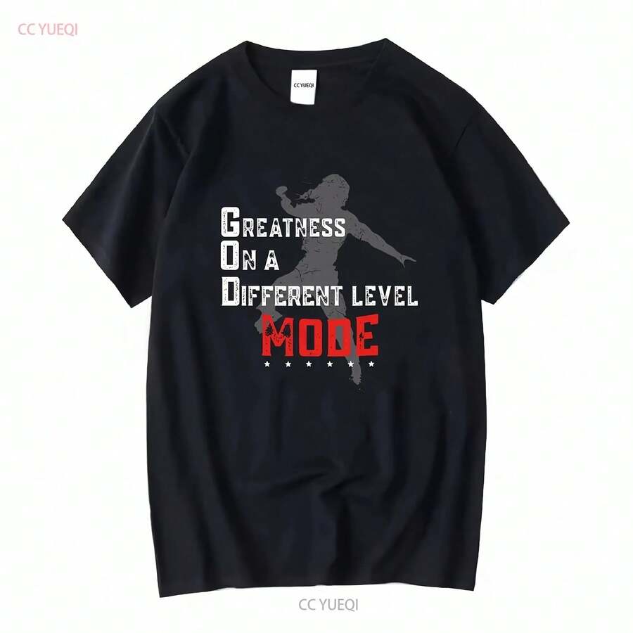 Greatness In A Different Level Mode Black Cotton T-Shirt S 4XL Vintage Wash Top For Daily Wear Graphic Designer Clothing - Shape - View 1