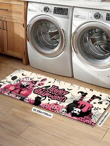 1/2pcs Halloween Pink Ghost Pattern, Vintage Diatomaceous Earth Bath Mat, Super Absorbent, Non-Slip, Perfect For Bathroom, Kitchen And Dining Room, Quick Drying, Machine Washable, Ideal Home Decor And Bathroom Mat Gift - Multicolor - View 13
