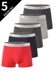 5pcs Teen Boy Mid-Waist Boxer Briefs - Multicolor - View 1