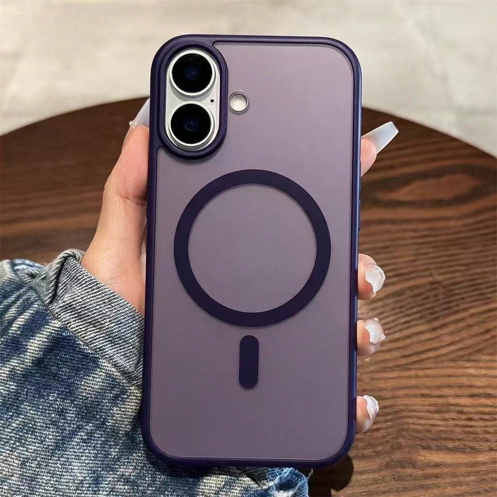 Magnetic Matte Translucent Shockproof Armor Phone Case, Compatible With IPhone 17 16 15 14 13 12 11 Pro Max Plus, Supports Wireless Charging