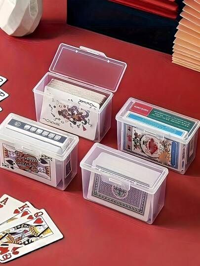 Caja de almacenamiento portátil con cierre a presión y contenedor transparente para cartas de juego para hombres y mujeres, caja ligera para mazos de juegos de mesa para usar en casa, regalo de Navidad, Halloween, Acción de Gracias, decoración de habitación, regreso a la escuela, dormitorio, accesorio esencial para viajes