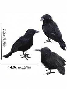 1pc Scary Black Crow, Realistic Crow Prop, Lifelike Crow, Simulated Animal Black Feather Crow, Halloween Ghost Festival Decoration Prop, Suitable For Christmas, Day Of The Dead, Halloween Decoration, Autumn Home Decor, Collectible Statue, Halloween Party, Haunted House, Cemetery And Gothic Decor - A - View 9