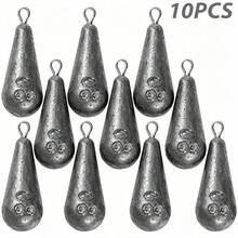 10pcs Water Drop Hanging Ring Lead Sinkers, Quick Bite Lead, Calibrated Lead, Hanging Ring Fishing Sinkers - Grey - View 12