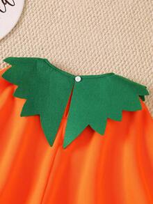Boys & Girls Halloween Pumpkin Shaped Cape, Cute Smiling Face Print Cloak - Burnt Orange - View 7