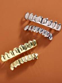 THATBOY 2pcs/Set Grillz 8 Gigi Berlapis Emas 18K Mengkilap - MultiWarna - View 9