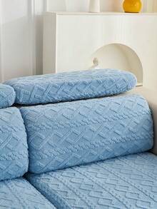 1pc Plush Sofa Cushion Cover, Elastic Thickened Non-Slip Sofa Cover, Suitable For Living Room, Bedroom, Outdoor Sofa, Protects Sofa From Pet Damage, Fits L-Shaped Single Sofa And 1/2/3/4 Seater Sofa, Autumn/Winter Home Decor Sofa Cover - Blue - View 9