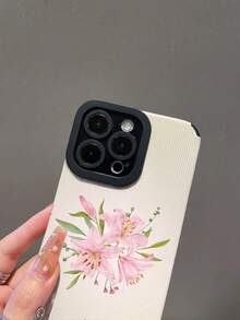 1 buah Casing Ponsel Anti Jatuh Kulit Garis Vertikal Motif Bunga Lili Merah Muda Minimalis Kreatif Modis Cocok untuk Samsung/Apple 17/16/15/14/13/12/11Pro Max/12Pro/14Plus dan Model Ponsel Lainnya - MultiWarna - View 6
