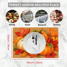 1pc/4pcs/6pcs/8pcs, Autumn, Pumpkin Pattern Suitable For Dining Table, Breakfast Mat, Coffee Bar, All-Season Decoration, Washable Table Mat, Room Decor, Kitchen Dining Table Mat, Indoor/Outdoor Party Decoration, Home Decor, Ideal Gift - Multicolor - View 8