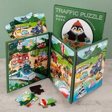 Cartoon Colorful Illustration Tri-Fold Large Layout Design, Multiple Styles Available For Free Assembly And Matching, Reusable Sticky, Toddler Focus And Cognitive Game, Home Early Education, Travel Entertainment, Children's Birthday Gift - Multicolor - View 10