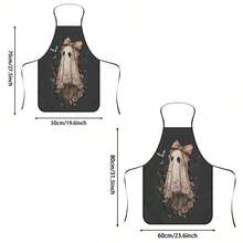 1pc Halloween Lace Ghost Print Apron, Featuring Bow Ghost, Withered Leaf, Bat, Spider Web Patterns, Durable Cooking Apron Suitable For Bakers, Cake Decorators, BBQ Enthusiasts, Gardeners, Painters, Nail Artists - Perfect Gift For Home And Professional Chefs - Multicolor - View 11