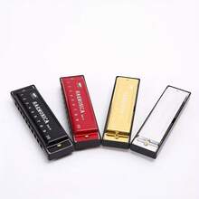 10-Hole Chromatic Harmonica In C Key | Durable Plastic Polished Finish - Includes Protective Case, Multiple Colors Available, Fine Craftsmanship, Rich Tone, Suitable For Beginners, Adults And Professionals, Ideal For Music Education, Perfect Gift For Beginners - Multicolor - View 2