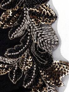 1pc Lace Beaded Muslim Hijab, Fashionable & Versatile, Premium Handmade, Breathable & Comfortable, Suitable For Various Occasions - Feather - View 8