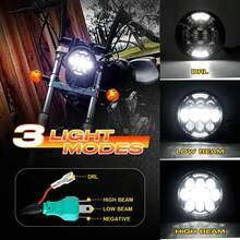 80W 5-3/4" 5.75" Round LED Projection Headlight Compatible With Dyna Street Bob Super Wide Glide Night Rod Train Deuce Custom Iron 883,Black - A - View 2