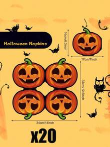 20pcs Halloween Pumpkin-Themed Paper Napkins, Suitable For Halloween Party Table Settings, Dessert Table Styling, Family Holiday Meals, Themed Table Decor,And As An Accompaniment To Halloween Party Favors. - One Size Fits All - View 9