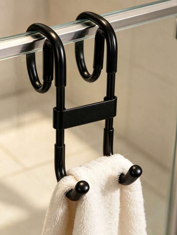 1pc Shower Door Hook, Clothes Coat Towel Hook, Multi-Functional Heavy Duty Hook, Bathroom Shower Glass Door Hook, Suitable For Office Bedroom Dormitory, Desktop Storage Rack. Bathroom Accessories, Room Decor, Bathroom Decor & Accessories, Autumn Decor