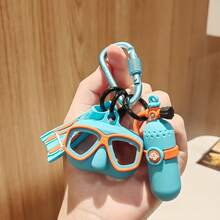 Cute Mini Diving Gear Silicone Keychain Set With Carabiner, Scuba Mask Fins Tank Charm Key Ring, Summer Bag Pendant Gift For Women - Multicolor - View 5