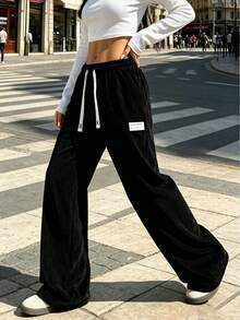 New Women's Outdoor Casual Pants, Loose Fit, Solid Color Design Sports - Black - View 1