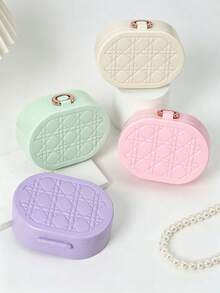 PET Silicone Oval Jewelry Box With Mirror, Compartment Storage For Necklace And Ring, Portable Organizer For Travel And Home - Oval Jewelry Box - View 3