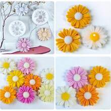 4 piezas Moldes de vela de margarita, adecuados para hacer velas, velas de resina floral 3D, moldes de jabón, moldes de silicona floral, fundición de resina epoxi DIY, cera, yeso, manualidades de arcilla polimérica - Molde de silicona - Ver 7