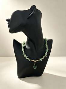1pc Bohemian Style Purple Crushed Stone Personalized Necklace (Crushed Stone Size & Color Vary Randomly) - Green - View 7
