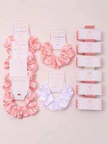 12pcs Wedding Bridesmaid Proposal Gift Set, Sage Green, Champagne, Pink Scrunchies With Cardboard Gift Decoration, Square Claw Clips Combination, Perfect Party Women Hair Accessories Set - Multicolor - View 10