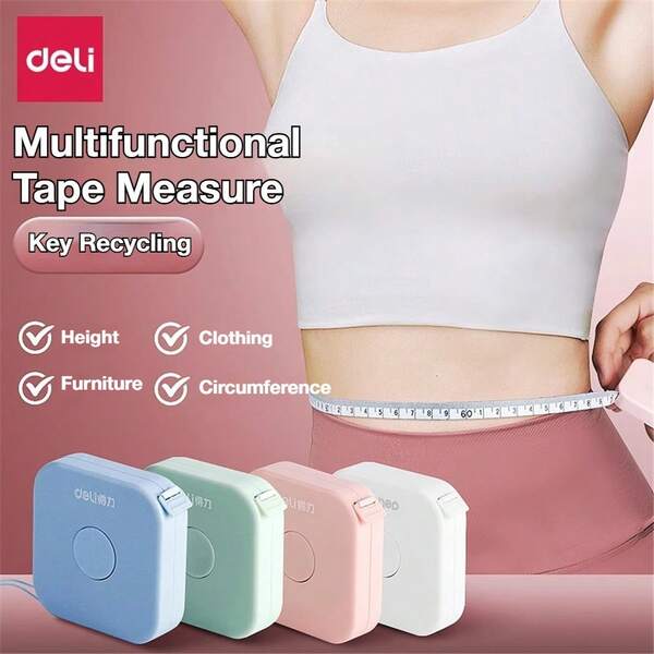 1pc Candy Color Retractable Tape Measure, 79inch/2m Double-Sided Flexible Ruler, Suitable For Body Measurement, Handicrafts, Fabric Sewing, Tailoring, Weight Loss Waist Measurement