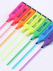 8pcs Fluorescent Planner Pens, 8 Soft Macaron Color Highlighter Pens, Wide Chisel Tip Japanese Style Markers, Light Tone Stationery For Note-Taking, Highlighting, Drawing And Coloring, Ideal Back To School Planner Supplies - Multicolor - View 13