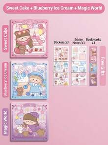 1 buah Buku Catatan Kotak-kotak Seri Magic, Buku Harian Jurnal Retro Kawaii Lucu untuk Anak Perempuan, Anak-anak, Siswa Sekolah Dasar & Perlengkapan Sekolah - MultiWarna - View 10
