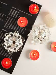 1pc Crystal Lotus Tea Light Candle Holder/Glass Tea Light Candle Holder Decor, Suitable For Christmas, Home, Wedding Party - Multicolor - View 7
