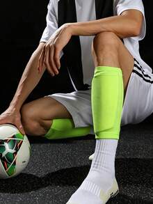 1 Pair, New Summer Outdoor Sports Track & Football Leg Sleeve Socks, Double-Layer Breathable High Elastic Mesh Shin Guard Sleeves With Reinforced Elastic Insert Pocket - Multicolor - View 2