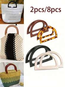 2pcs/8pcs D-Shaped Wallet Handle Replacement Parts, 4 Colors Durable Plastic Handmade Handles For Crafts, Wallet Making, DIY Wallet, Beach Bag, Crochet Bag And Straw Bag Making - A - View 1