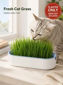 1 Peça Vaso Hidropônico para Grama de Gato 21*9,2*4,5cm, Kit de Cultivo de Grama de Gato Reutilizável e Destacável em PP com Bandeja de Drenagem, Caixa de Cultivo de Trigo Sem Solo para Gatos, Apenas o Vaso, Sementes Não Incluídas - Vaso de grama para gatos - Visão 3
