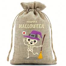 6pcs Halloween Drawstring Gift Bags, Halloween Trick Or Treat Bags, Suitable For Party Decoration And Storage, Gift Bags, Boxes, Handbags - Multicolor - View 8