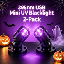 AIICRGB 6P/4P/2P Mini Purple UV Flashlight, Portable USB LED Blacklight, Compact Pocket Light For Fluorescent & UV Mark Verification (Black/Silver)) - Black - View 12