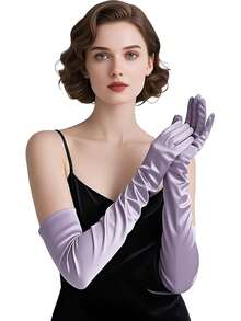 1對 D EXCEED 1920年代短款緞面歌劇手套 女款婚禮新娘手套 茶會手套 復古 Flapper 裝扮配件 萬聖節飾品 - 多色 - 查看 47