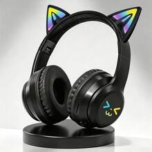 Cute Cat Wireless Headphones, Fashionable Gradient Color Wireless Gaming Headset With RGB Lighting, Retractable Foldable Design, Soft Comfortable Ear Pads - 查看 21