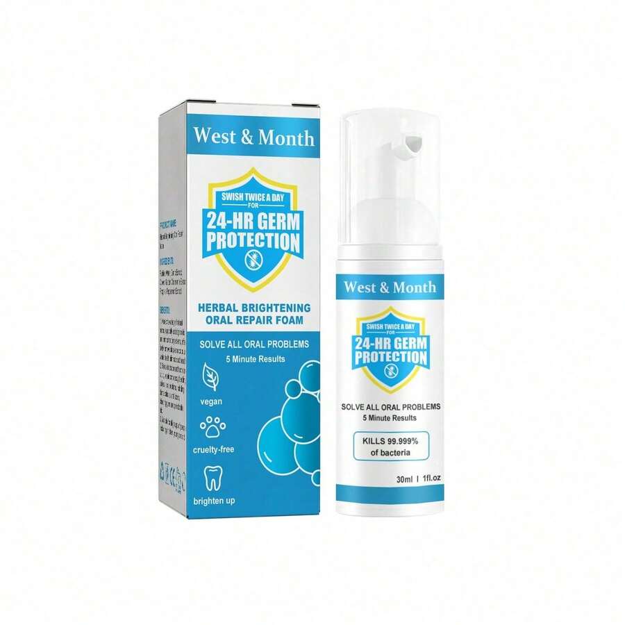 MMRC Pasta Dental Blanqueadora Herbal West&Month, Mousse que Elimina el Mal Olor Bucal, Quita Manchas y Blanquea los Dientes.FNYT DS8J - 1 - Ver 1