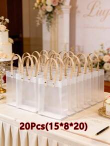 40/30/10入 節日禮品袋 磨砂PVC手提袋 便攜禮品包裝袋 紀念品袋 派對伴手禮袋 適用萬聖節、聖誕節、生日、婚禮派對用品、開學季 - 透明 - 查看 16