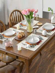 1pc/4pcs/6pcs,Autumn Pumpkin Table Mat,Rectangular Tablecloth,Washable,Suitable For Family Dinner,Coffee Table,Durable Kitchen And Dining Room Decor,Table Decor Party And Scene Decoration,Home Decor - Multicolor - View 6